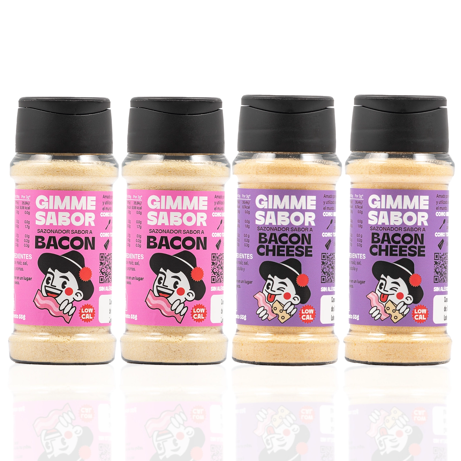 PACK LOCOS POR EL BACON | Sazonadores Vegetales de Bacon y Bacon con Queso (Pack x4) | Sabor Intenso, Sin Gluten, Sin Alérgenos